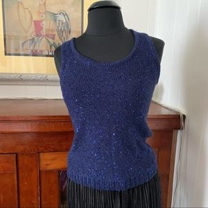 Apt 9 Navy Sequin Sweater Tank Top-S